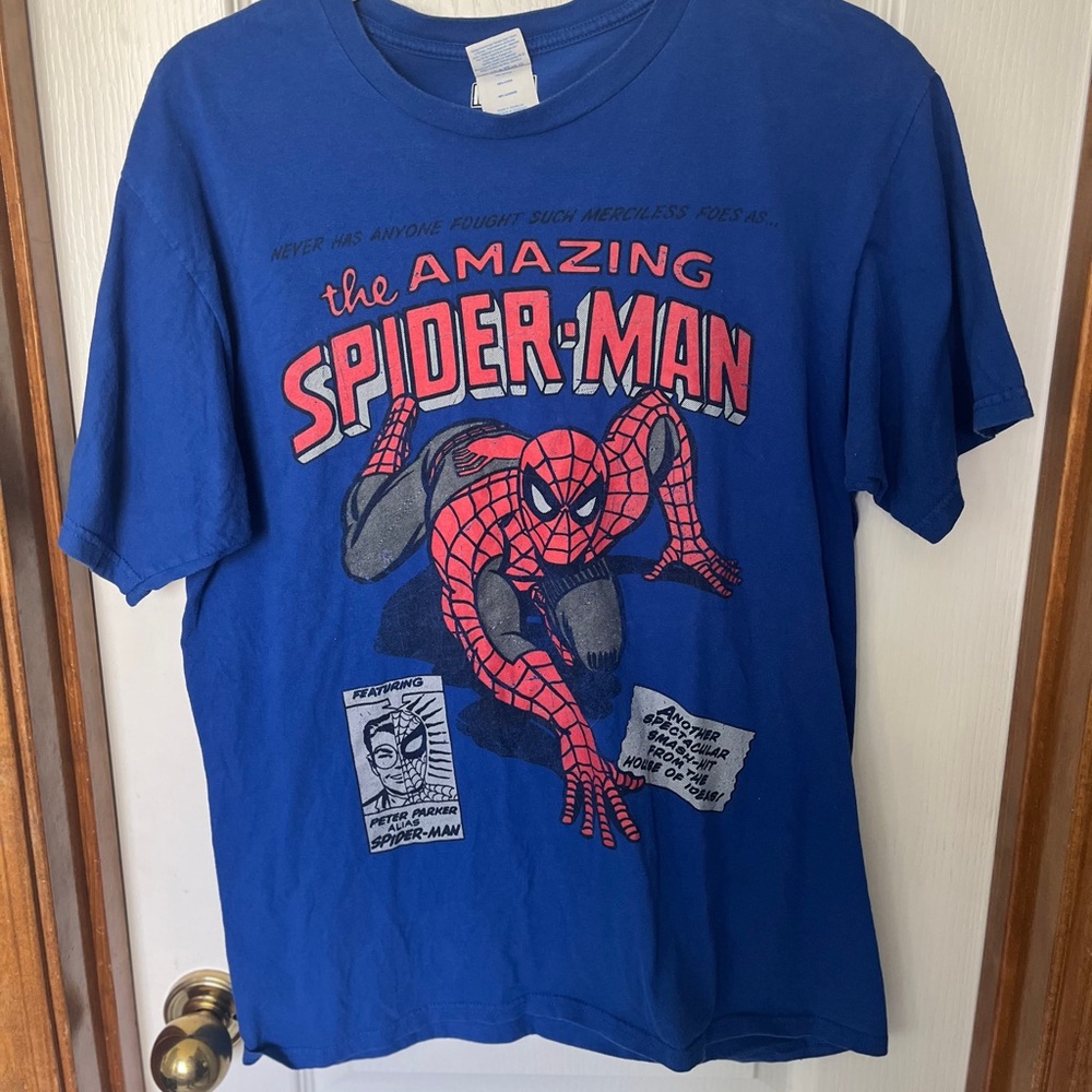 Youth Size Medium Marvel Spider-Man Blue Short Sleeve Tee 100% cotton